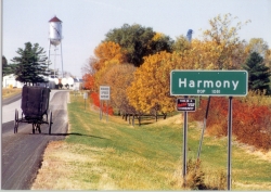 Amish Buggy Entering Harmony, Minnesota