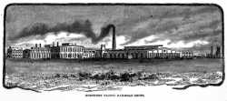 Engraving of the Como Shops published in Northwest magazine (April 1886, page 12).  