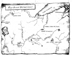 Map of locations important to the early 1800s fur trade in present-day Minnesota and Wisconsin. Drawn by David Geister, ca. 2000.