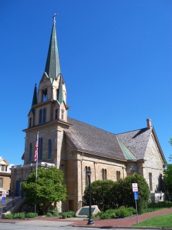 Color image of Our Lady of Lourdes Catholic Church in Minneapolis, May 10, 2012