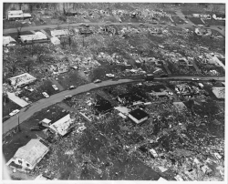 Aerial view of Fridley tornado damage