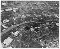 Aerial view of Fridley tornado damage