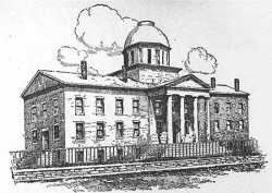 Black and white photo print of a drawing the state capitol c.1853–1873.