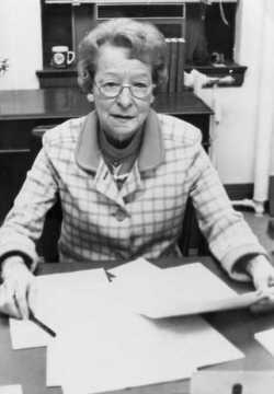 Black and white photograph of Helen E. (Davis) McMillan of Austin, ca. 1972.