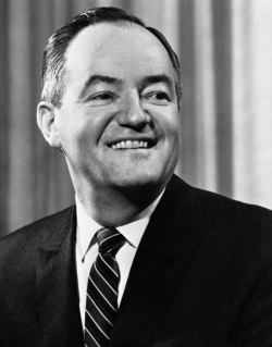 Black and white photograph of Hubert Humphrey, c.1968.