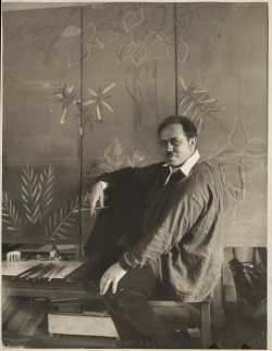 Black and white photograph of Clement Haupers in his studio, c.1930.