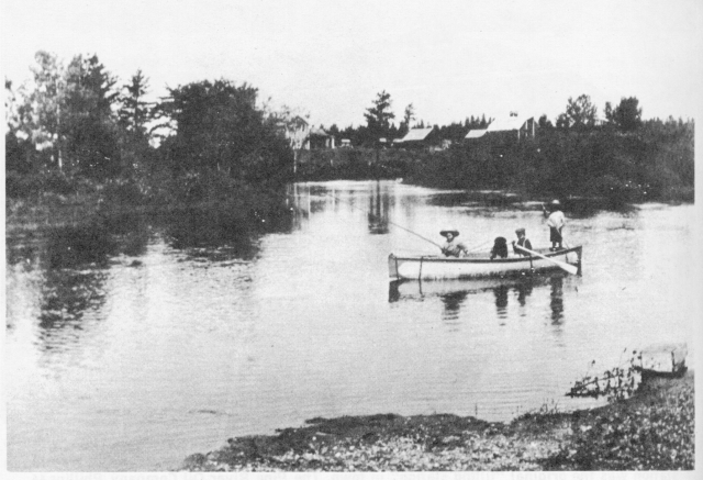 Fishing at Norway Brook above dam, 1910s