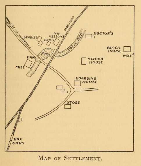 Map of Brook Park (Pokegama) as it appeared ca. 1894. Published in Kelsey, Lucy, The September Holocaust (Minneapolis: A. Roper, 1894), 73.