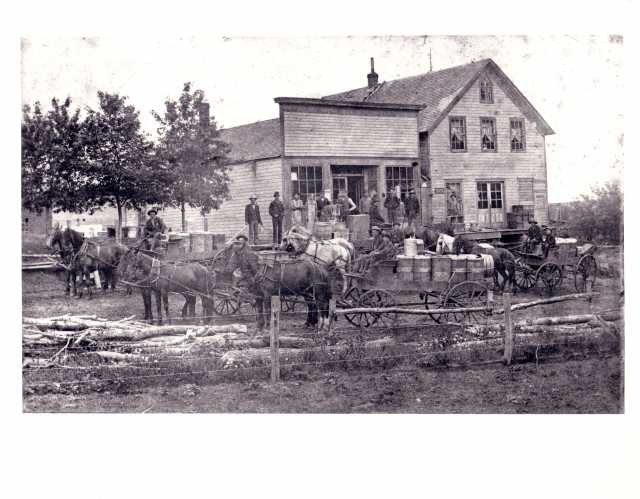 Black and white photograph of G.O. Miller store in Vasa.