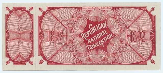 Republican National Convention ticket (back)