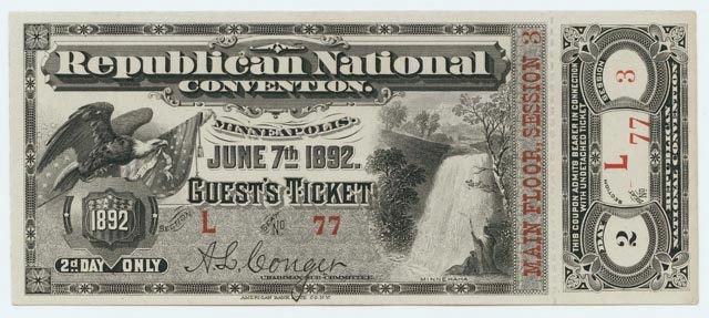 Republican National Convention ticket (front)