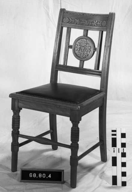 Color image of a Eastlake upholstered side chair, used in the second state capitol, ca. 1890s.