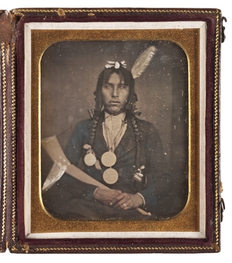 Portrait of Bagone-giizhig (Hole-in-the-Day the Younger), c.1855.