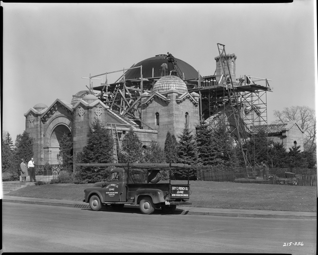 Repairing the roof of Lakewood Chapel