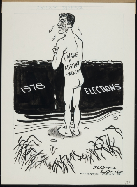 “Skinny Dipper” cartoon depicting Governor Wendell Anderson