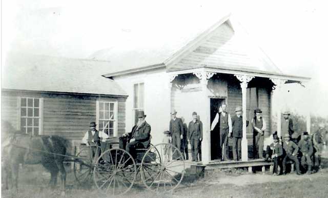 Black and white photograph of the original Murray County Courthouse, Currie, 1880s.