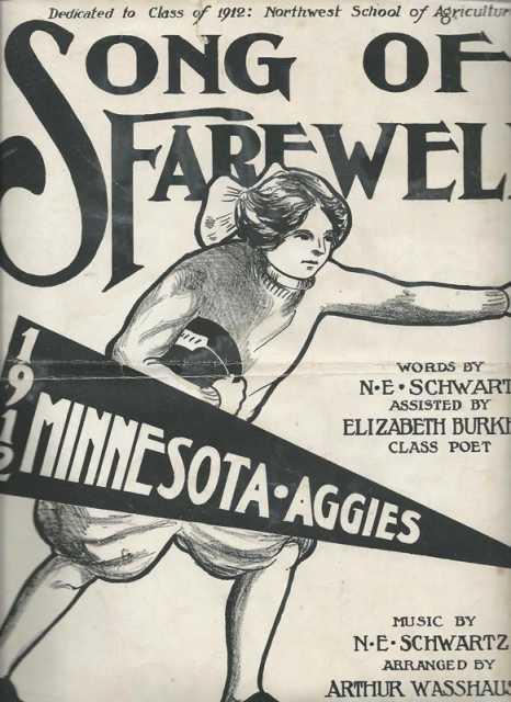Front cover of sheet music for the NWSA class of 1912’s “Song of Farwell,” written by N. E. Schwartz.