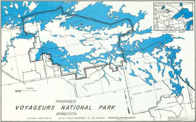 Map of the proposed Voyageurs National Park