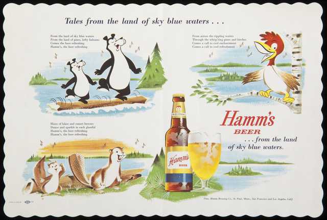 Photograph of a placemat advertising Hamm’s Beer