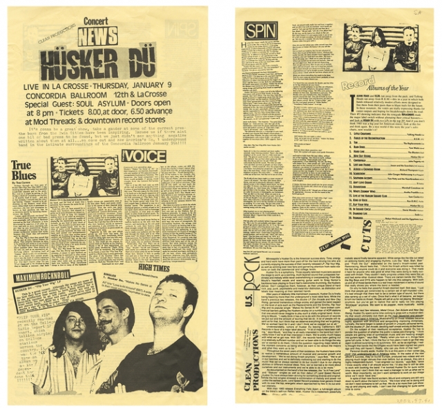 "Concert News" poster featuring Hüsker Dü