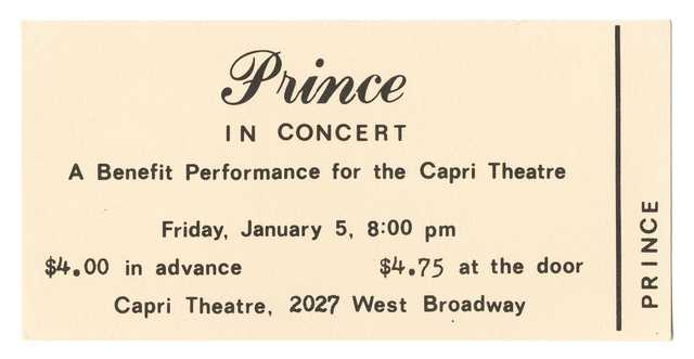 Ticket to first Prince concert