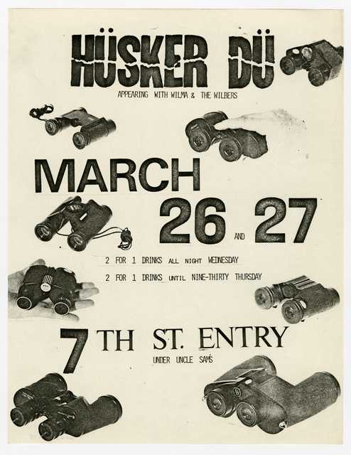 Handbill for Hüsker Dü and Wilma and the Wilbers concert