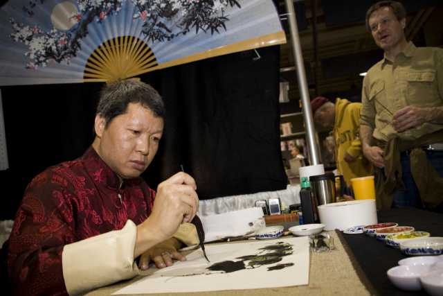 Chinese calligraphy demonstration at the 2008 Festival of Nations