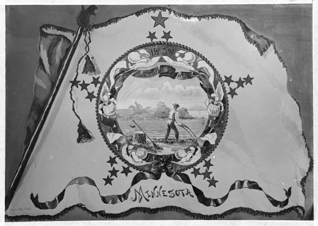 White side of the Minnesota state flag, ca. 1900