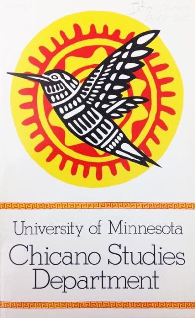 Scan of cover of Chicano Studies 1975 departmental brochure of classes (University of Minnesota)