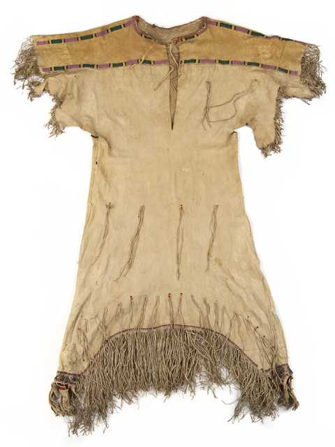 Dakota woman’s hide and wool dress, c.1850s.