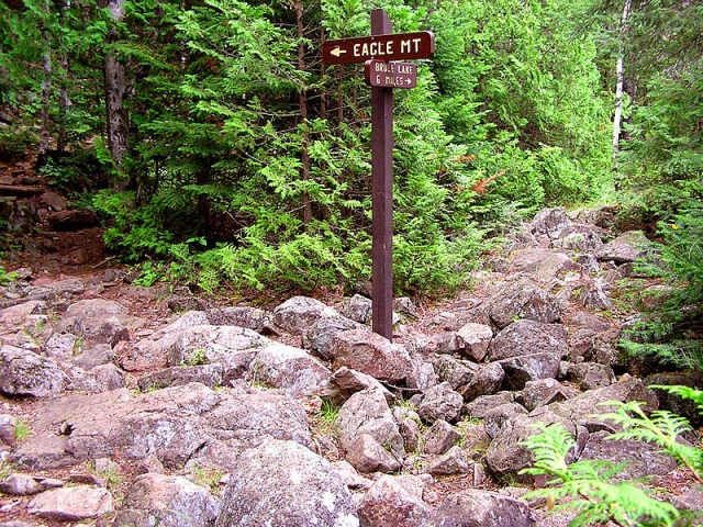 Color image of the junction of the rugged Eagle Mountain and Brule Lake trails in the Boundary Waters Canoe Area of Minnesota, 2006.