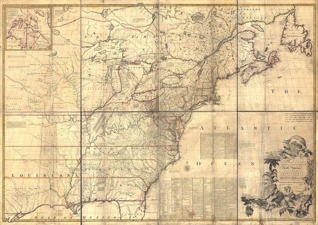 Map of North America drawn by John Mitchell in 1755.