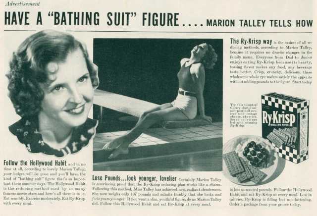 Magazine advertisement from LIFE magazine with opera singer Marion Talley