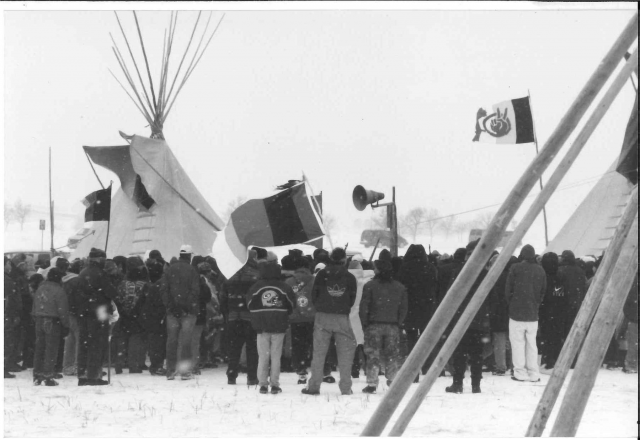 AIM members observing the twenty-fifth anniversary of the Wounded Knee occupation