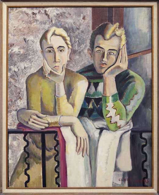 Clara and Clem, c.1930. Oil on canvas painting by Clara Mairs. 