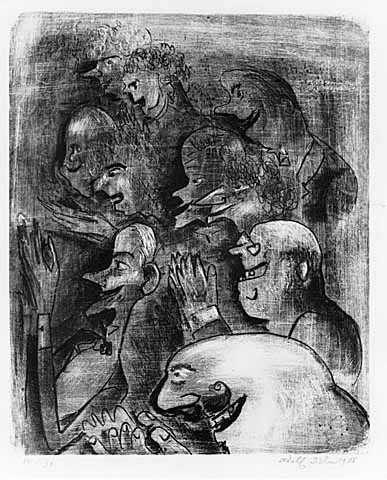 Applause, lithograph on paper by Adolf Dehn, 1926. 