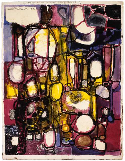 Color image of Abstract Composition watercolor painting by George Morrison, 1950.