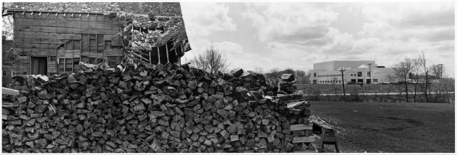 Black and white photograph of old farmstead and Paisley Park, Chanhassen, MN