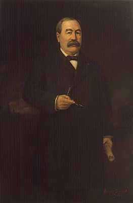 Oil on canvas painting of Governor Samuel R. Van Sant, 1905. Painting by artist Herbert G. Connor.