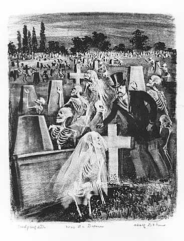 Was it a Dream, lithograph on paper by Adolf Dehn, 1945. 
