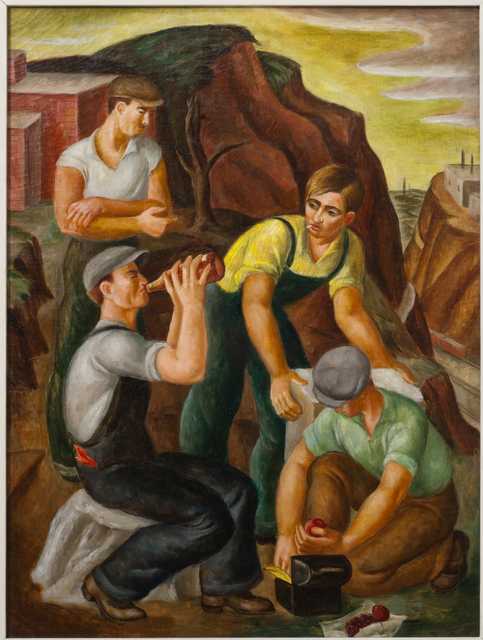 Color image of Workers, c.1934–1941. Oil on canvas by Dorothea Lau. 
