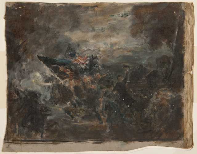 Oil-on-canvas study created by Douglas Volk for his painting Second Minnesota Regiment at Mission Ridge, c.1905.
