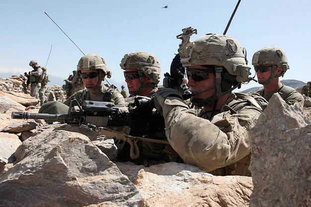 Color image of soldiers from Thirty-fourth Infantry Division in Afghanistan, 2011.