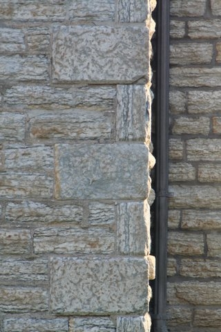 Color image of Platteville Limestone, Church of the Assumption, St. Paul, 2016. Photograph by Paul Nelson. 