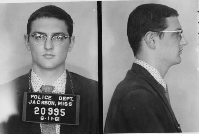 Freedom Rider Robert Baum photographed after his arrest by the Jackson Police Department in Jackson, Mississippi on July 11, 1961.