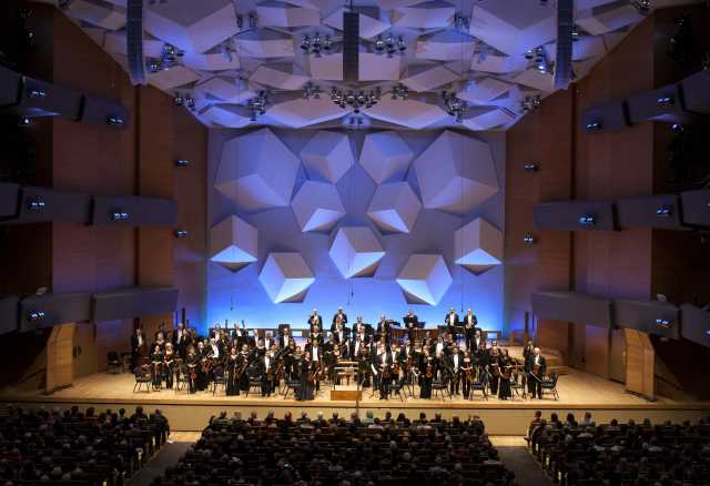 Color image of the Minnesota Orchestra on stage performing a Beethoven Marathon, 2016. 