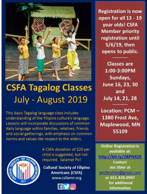 Flyer advertising Tagalog classes