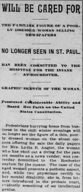 Newspaper coverage of Lydia B. Angier’s 1896 commitment hearing