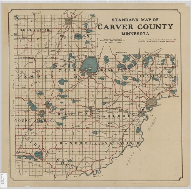 Standard map of Carver County, Minnesota. St. Paul : Minnesota Map  Publishing Co., 1913