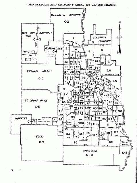 City of Minneapolis Census Tract Map, 1940.